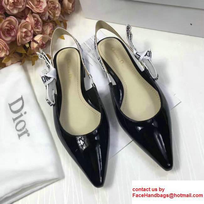 Dior Ballerina Heel 1cm In Techical Leather And J'adior Ribbon Scandal Black 2017