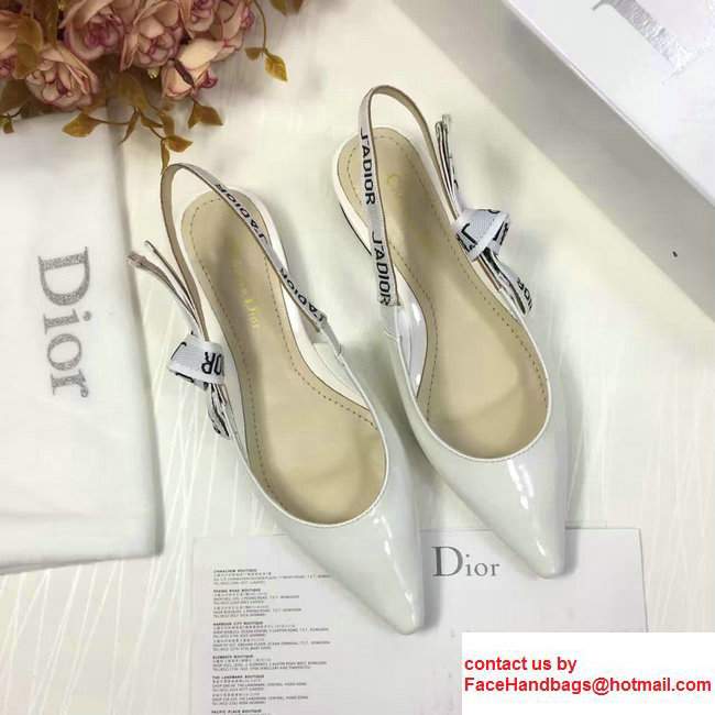 Dior Ballerina Heel 1cm In Techical Leather And J'adior Ribbon Scandal White 2017 - Click Image to Close