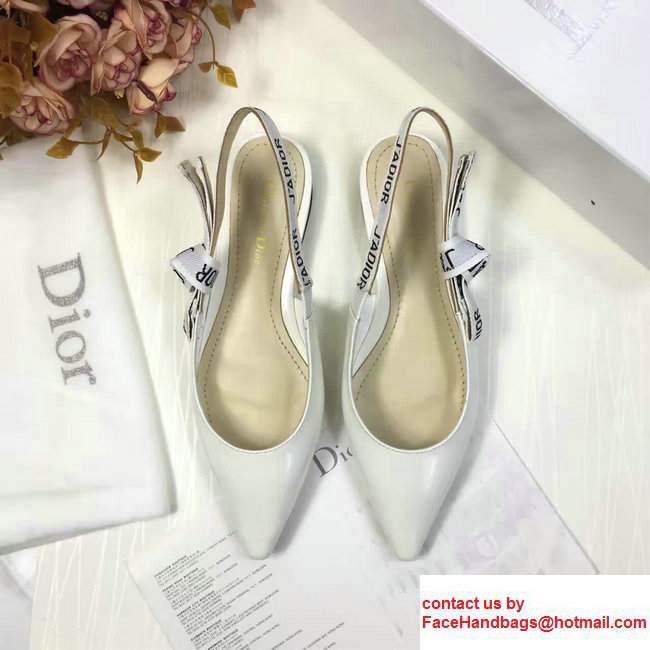 Dior Ballerina Heel 1cm In Techical Leather And J'adior Ribbon Scandal White 2017