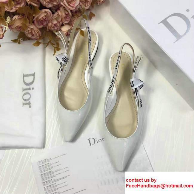 Dior Ballerina Heel 1cm In Techical Leather And J'adior Ribbon Scandal White 2017