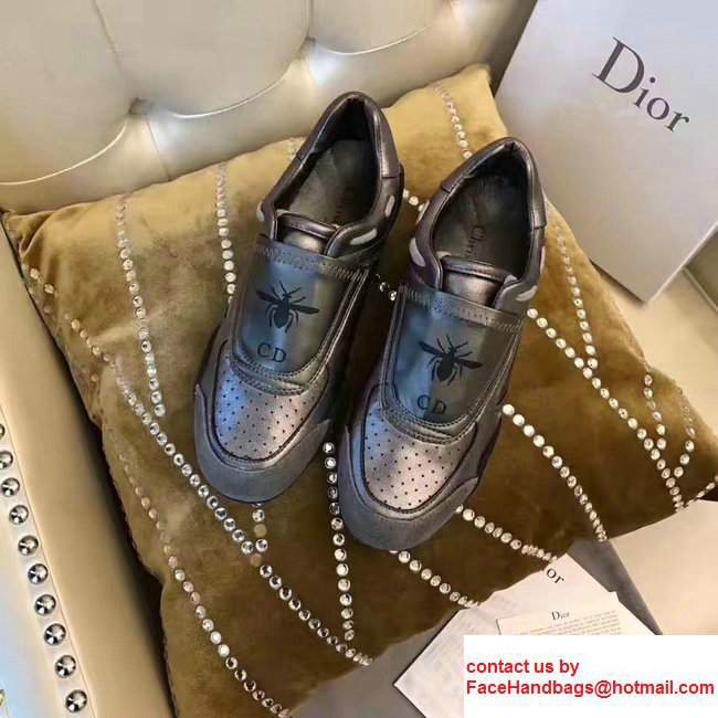 Dior Bee Perforated Calfskin Leather Sneakers Silver Summer 2017