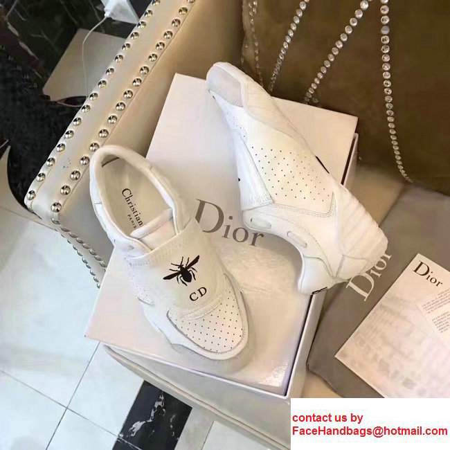 Dior Bee Perforated Calfskin Leather Sneakers White Summer 2017