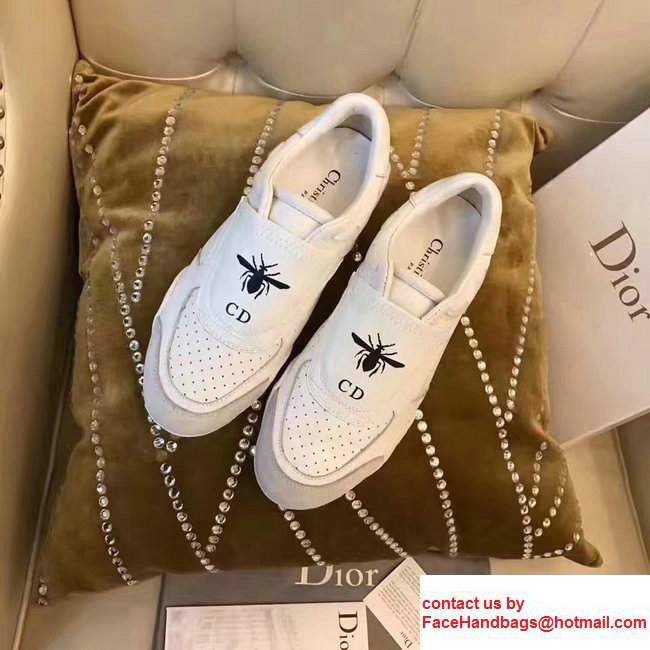 Dior Bee Perforated Calfskin Leather Sneakers White Summer 2017