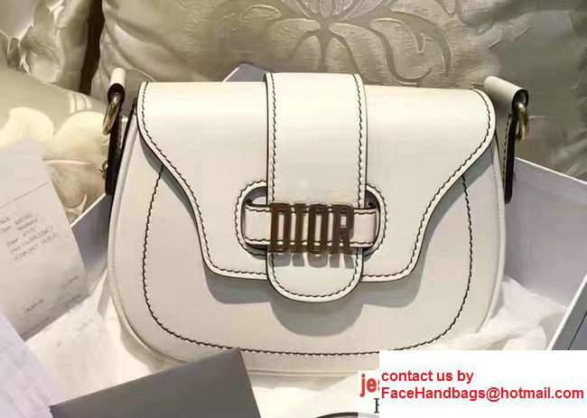 Dior Calfskin D-Fence Saddle Bag White 2017