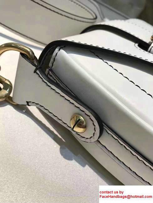 Dior Calfskin D-Fence Saddle Bag White 2017