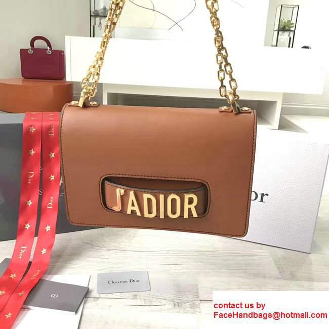 Dior Calfskin J'adior Flap Bag With Chain In Brown 2017