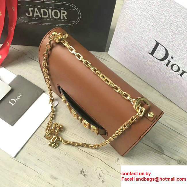 Dior Calfskin J'adior Flap Bag With Chain In Brown 2017 - Click Image to Close