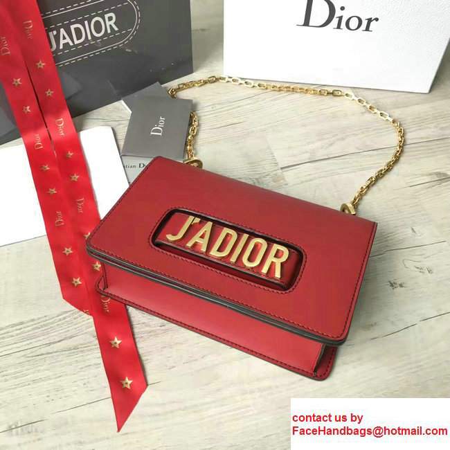 Dior Calfskin J'adior Flap Bag With Chain In Red 2017 - Click Image to Close