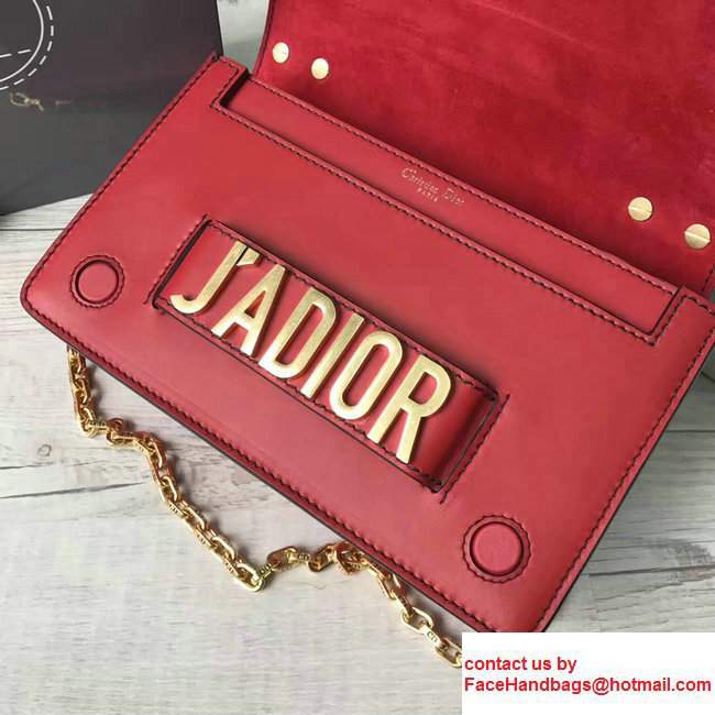 Dior Calfskin J'adior Flap Bag With Chain In Red 2017