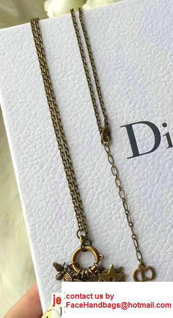 Dior 'D Porte-bonheurNecklace In Gold-tone Finish Aged Metal Brass N0687 2017