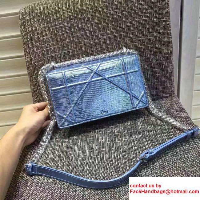 Dior Diorama Flap Bag in Micro-cannage MotifMetallic Calfskin Blue 2017