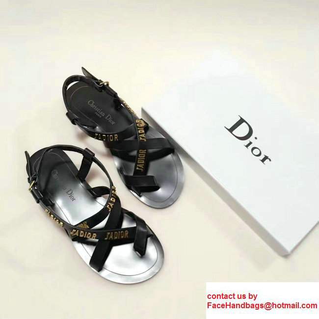 Dior J'ADIOR Calfskin Leather Flat Sandals Black 2017