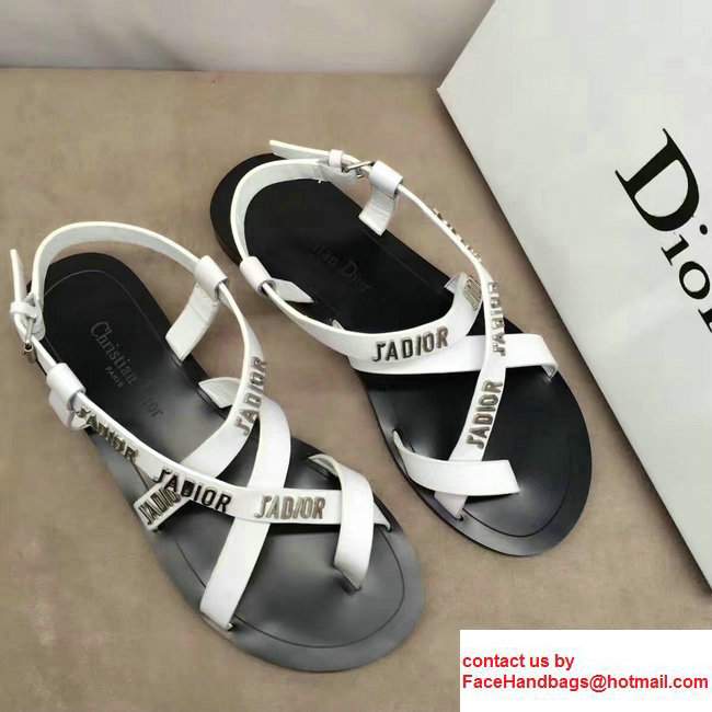 Dior J'ADIOR Calfskin Leather Flat Sandals White 2017