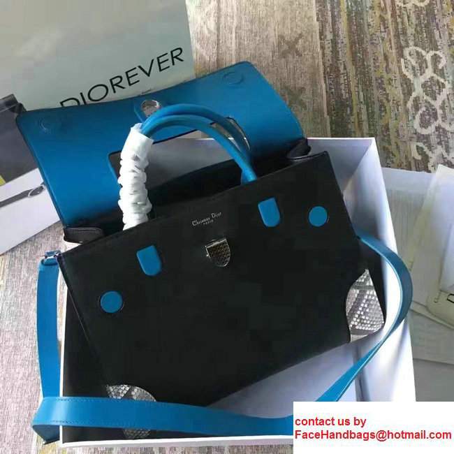 Dior Python Diorever Large Flap Tote Bag Black/Blue 2017