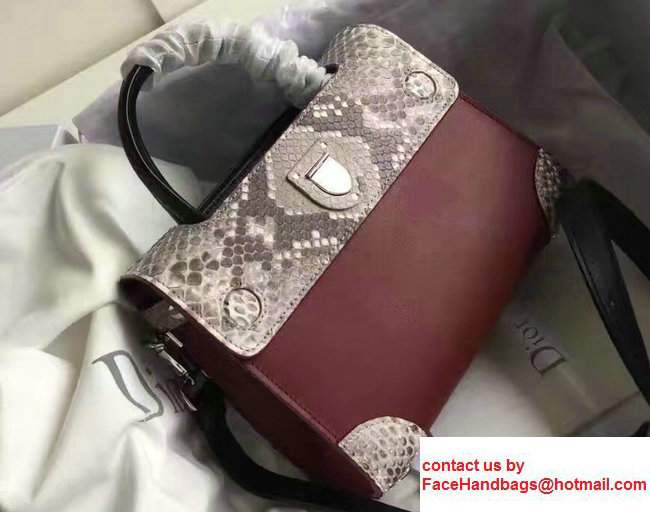 Dior Python Diorever Mini Flap Tote Bag Date Red 2017