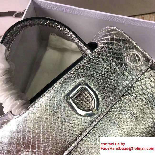 Dior Python Diorever Mini Flap Tote Bag Silver 2017