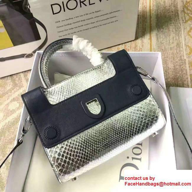Dior Python Diorever Mini Flap Tote Bag Silver 2017