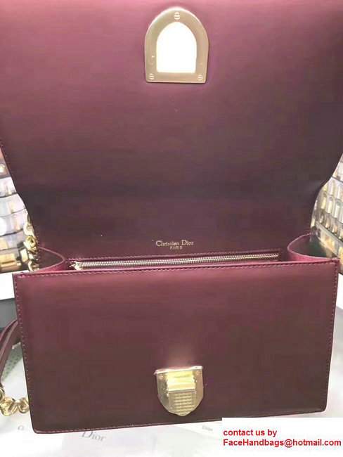 Dior Studded Diorama Flap Bag Burgundy Summer 2017
