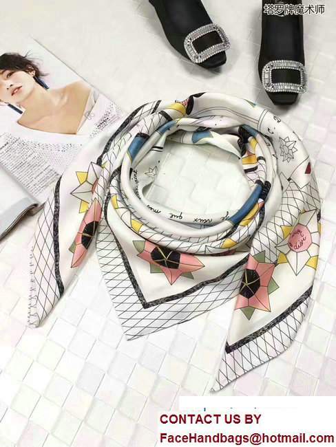 Dior White Print Silk Scarf 701630 2017