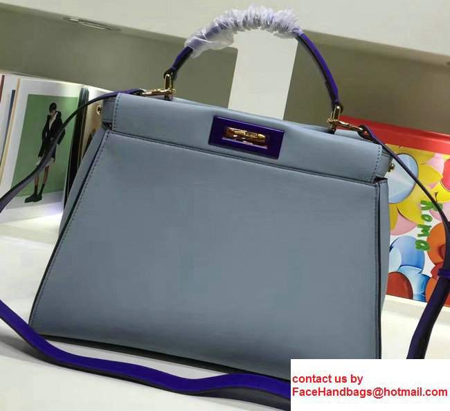 Fendi Calfskin Edge Detail Peekaboo Bag Baby Blue/Red