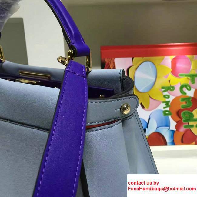 Fendi Calfskin Edge Detail Peekaboo Bag Baby Blue/Red - Click Image to Close