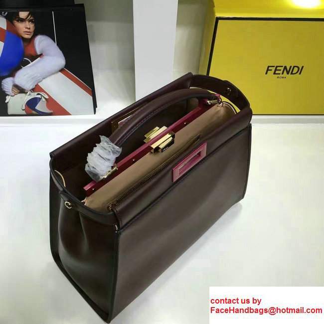 Fendi Calfskin Edge Detail Peekaboo Bag Burgundy - Click Image to Close