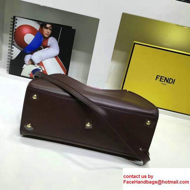 Fendi Calfskin Edge Detail Peekaboo Bag Burgundy - Click Image to Close