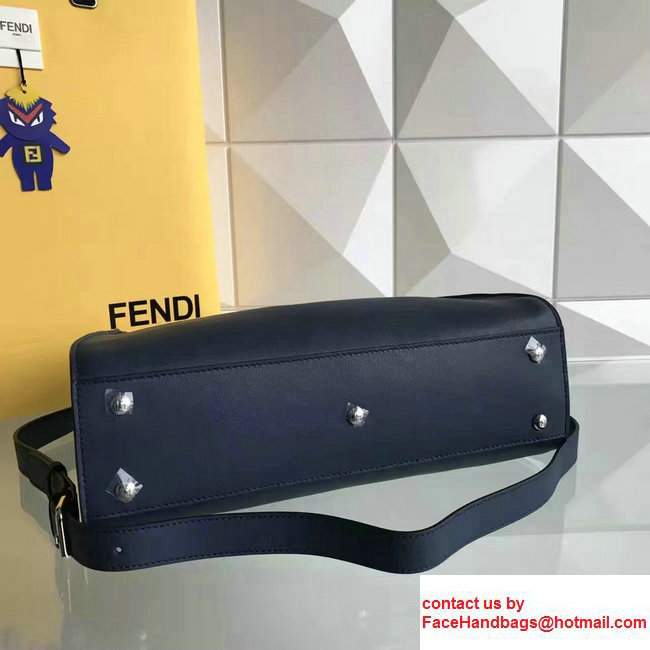 Fendi Calfskin Edge Detail Peekaboo Bag Dark Blue - Click Image to Close