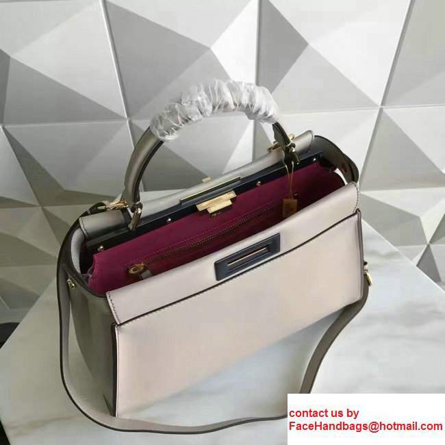 Fendi Calfskin Edge Detail Peekaboo Bag Off White/Fushia - Click Image to Close