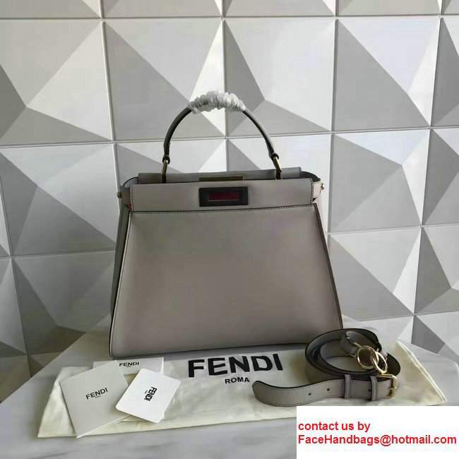 Fendi Calfskin Edge Detail Peekaboo Bag Off White/Fushia