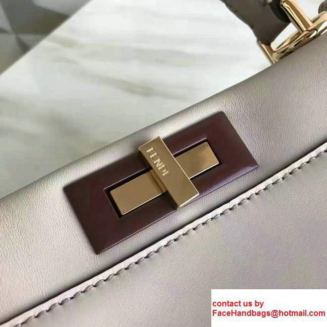 Fendi Calfskin Edge Detail Peekaboo Bag Off White/Pink