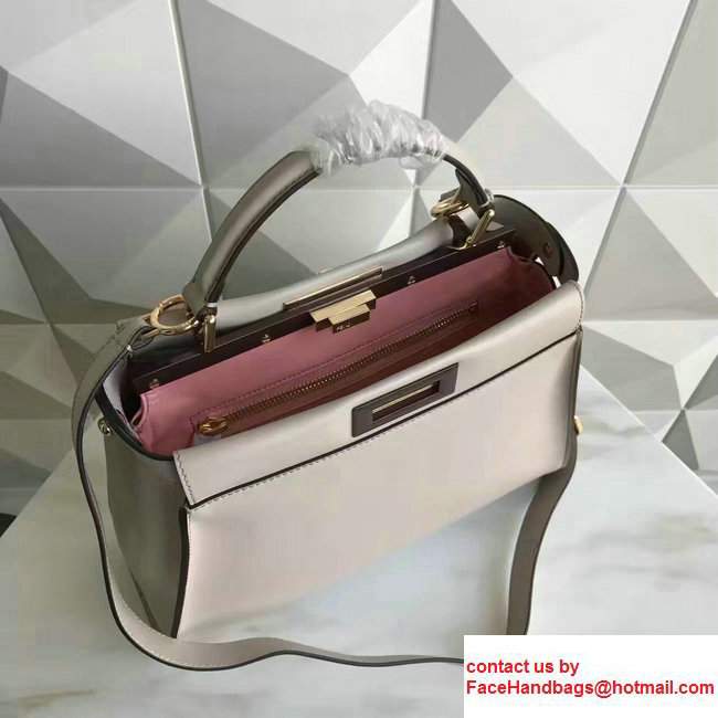 Fendi Calfskin Edge Detail Peekaboo Bag Off White/Pink