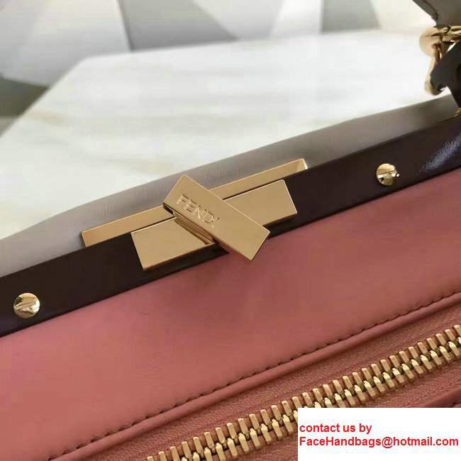 Fendi Calfskin Edge Detail Peekaboo Bag Off White/Pink - Click Image to Close