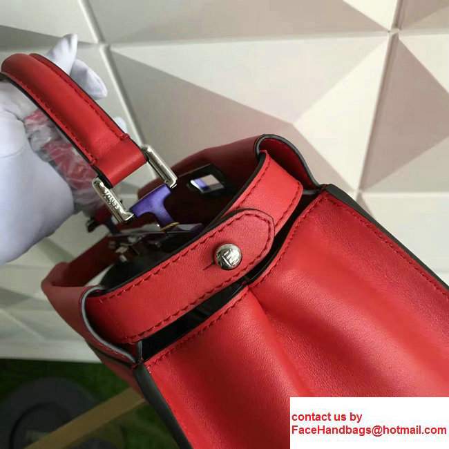 Fendi Calfskin Edge Detail Peekaboo Bag Red - Click Image to Close