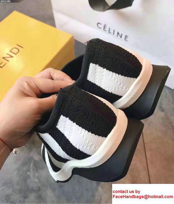 Fendi Fabric Sock Sneakers Striped Black/White 2017