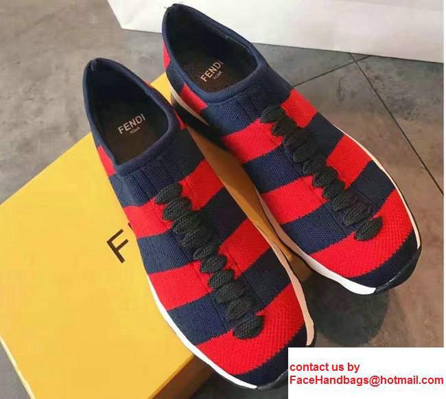 Fendi Fabric Sock Sneakers Striped Red/Blue 2017 - Click Image to Close