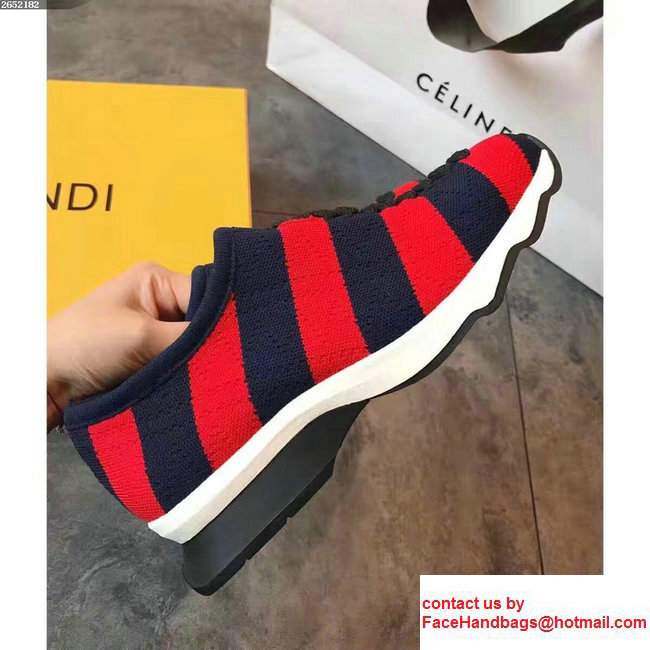 Fendi Fabric Sock Sneakers Striped Red/Blue 2017 - Click Image to Close