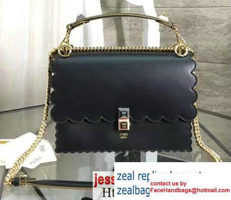 Fendi KAN I Crossbody Mini Bag Black With Scalloped Edge 2017 Fendi KAN I Crossbody Mini Bag Black With Scalloped Edge 2017