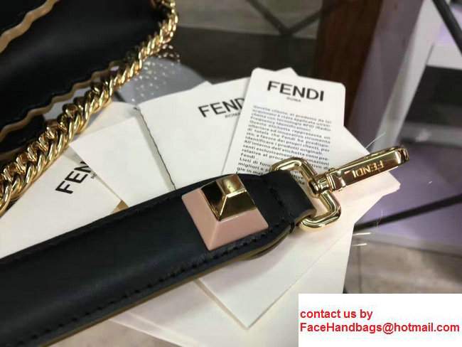 Fendi KAN I Crossbody Mini Bag Black With Scalloped Edge 2017 - Click Image to Close