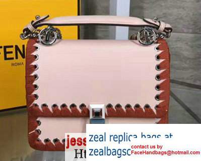 Fendi KAN I Crossbody Mini Bag Pink With Weave Trim 2017 Fendi KAN I Crossbody Mini Bag Pink With Weave Trim 2017