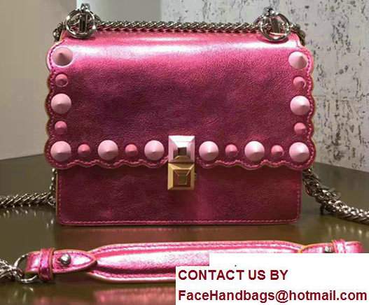 Fendi KAN I Small Stud Detail Wavy EdgingLeather Mini Bag Pink 2017