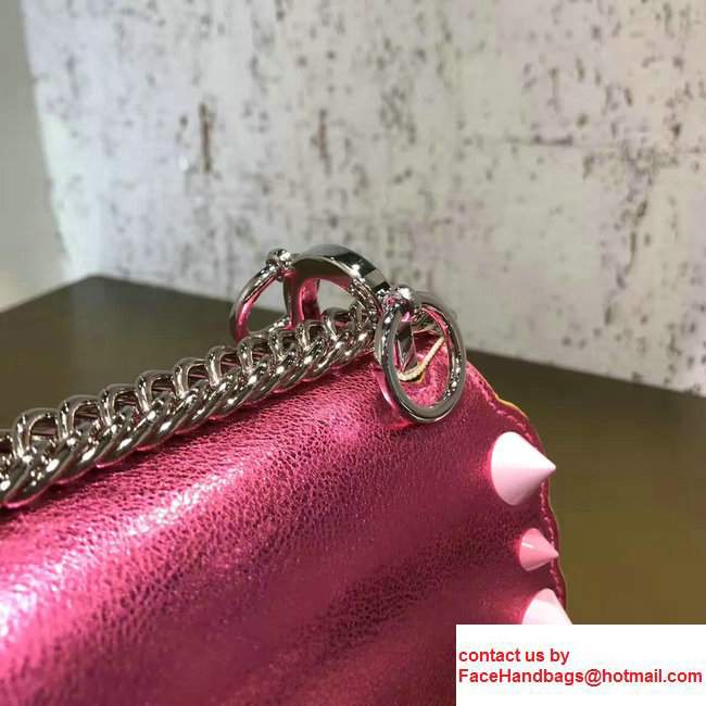 Fendi KAN I Small Stud Detail Wavy EdgingLeather Mini Bag Pink 2017