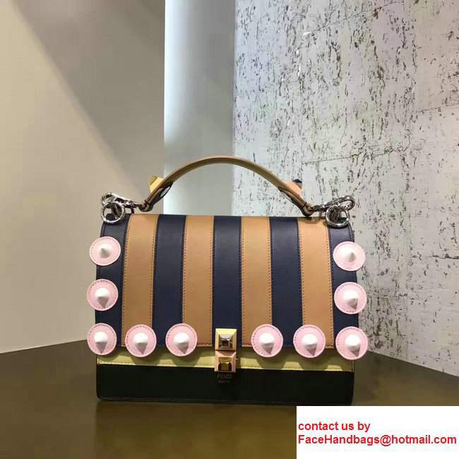Fendi Kan I Multicolored Striped Metal Studs Embellished Leather Bag 2017 - Click Image to Close