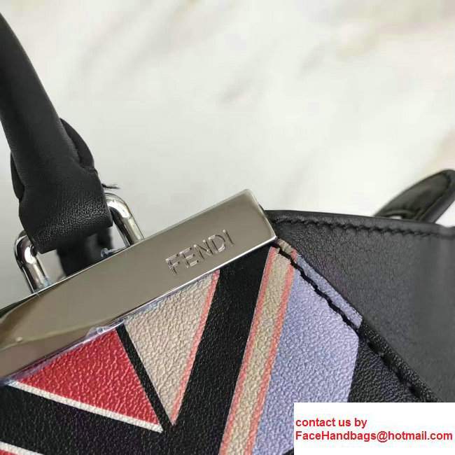 Fendi Mini 3 JOURS Multicolored Print Pyramid-shaped Rainbow Studs Leather Shopper Bag