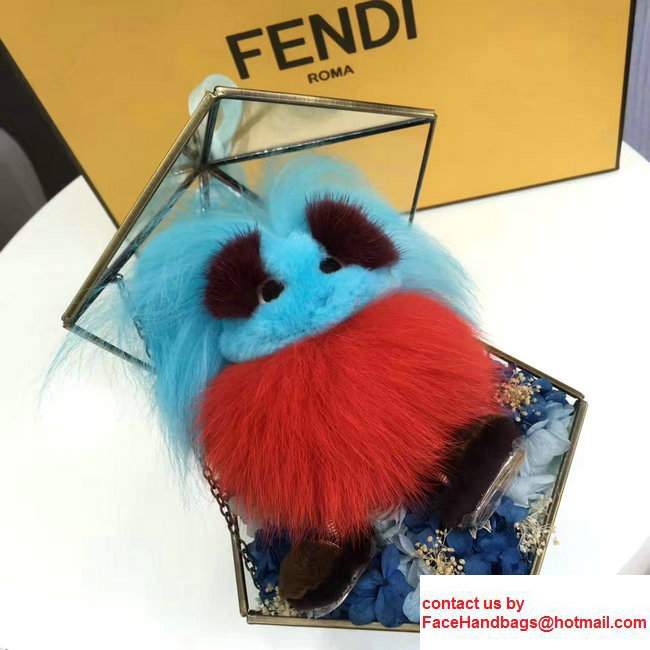 Fendi Multicoloured Fur Dad Bag Charm Turquoise/Red/Burgundy 2017