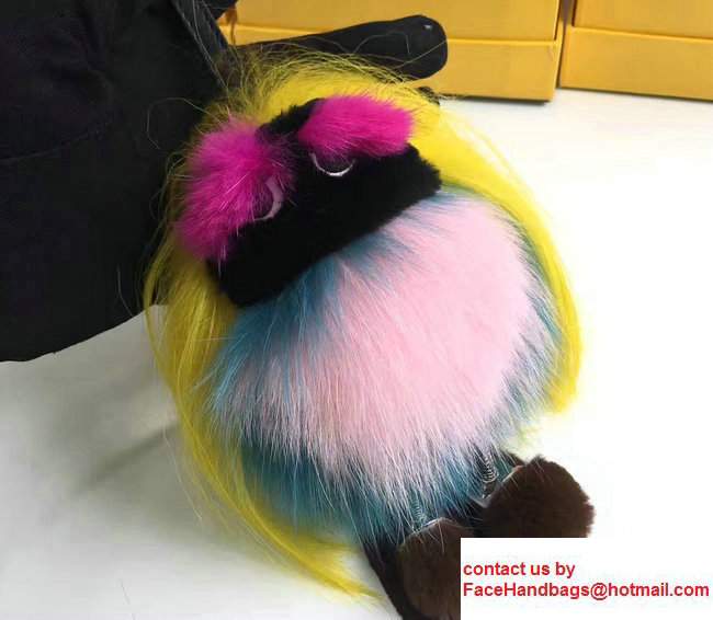 Fendi Multicoloured Fur Mum Bag Charm Yellow/Fuchsia/Pink 2017