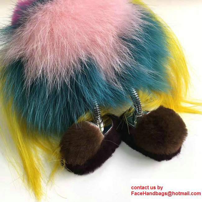 Fendi Multicoloured Fur Mum Bag Charm Yellow/Fuchsia/Pink 2017 - Click Image to Close
