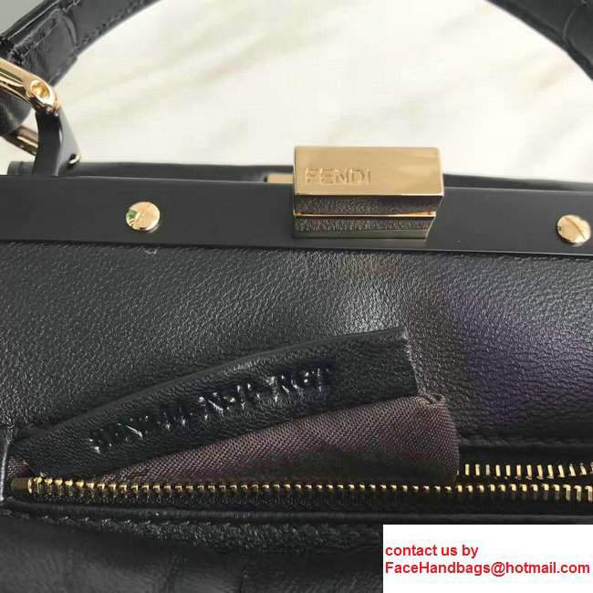 Fendi Nappa Mini Peekaboo Stud Detail Handbag Black 2017