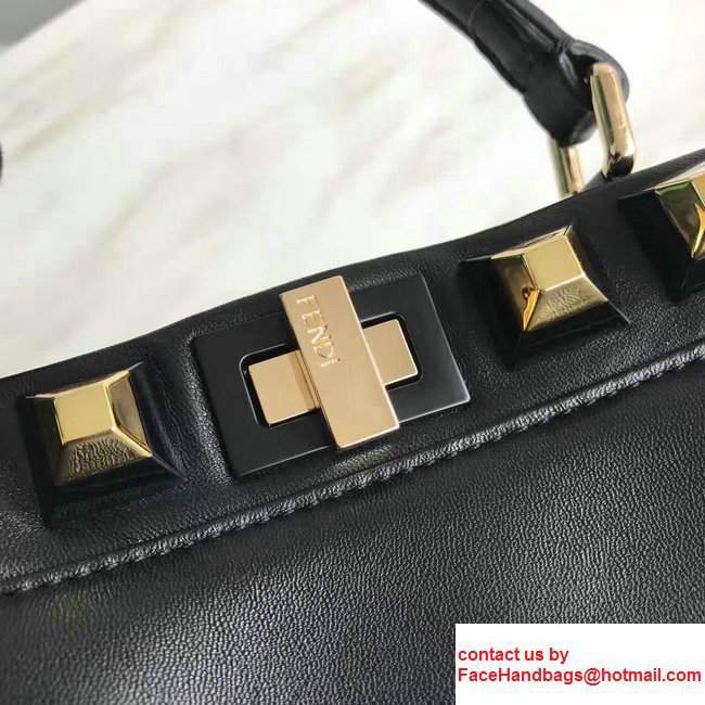 Fendi Nappa Mini Peekaboo Stud Detail Handbag Black 2017 - Click Image to Close