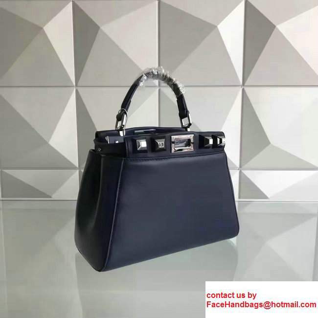 Fendi Nappa Mini Peekaboo Stud Detail Handbag Dark Blue 2017 - Click Image to Close